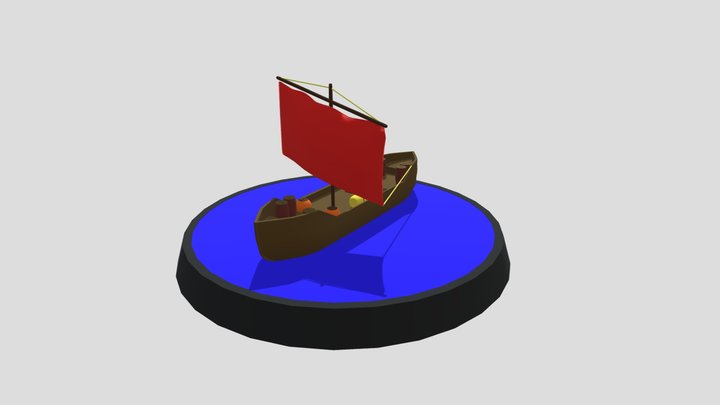 Game Project Asset "Small Trading Vessel" 3D Model