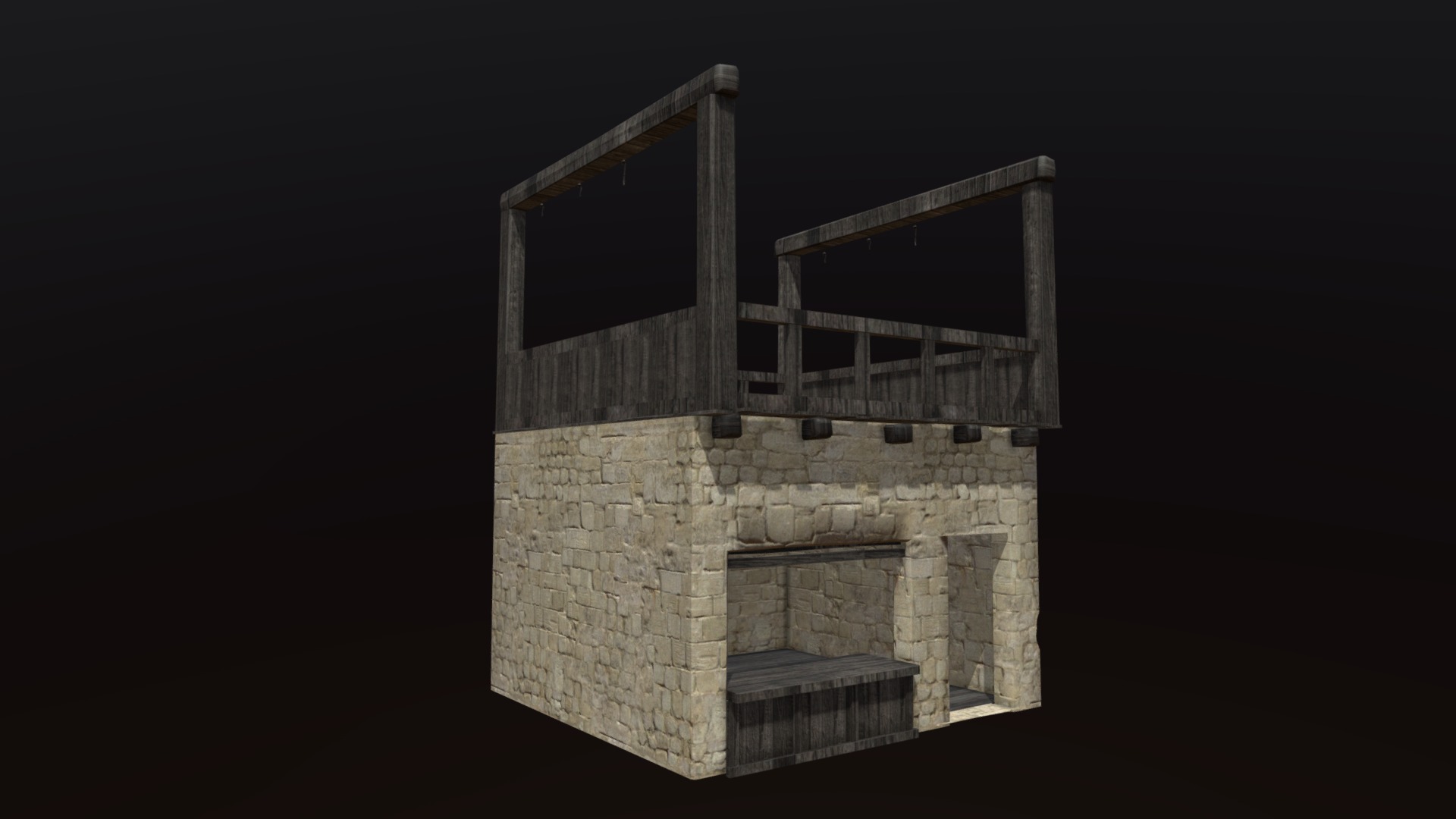 3D model House Merchant - This is a 3D model of the House Merchant. The 3D model is about a stone structure with a metal frame.