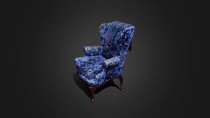 Blue Antique Chair 3D Model