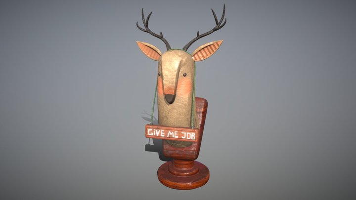Deer_Give me job! 3D Model