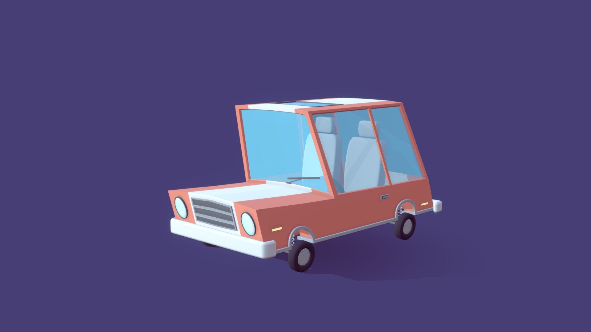 Cartoon Low Poly Car Illustration - Buy Royalty Free 3D model by ...