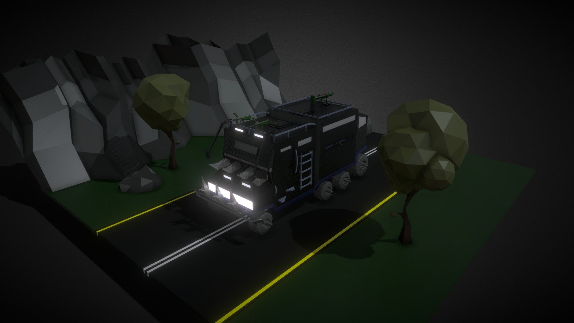 Zoombie Cartoon Car Low Poly