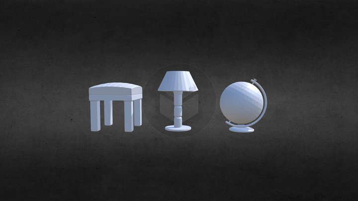 3 Mesh Objects - Furniture Primitives 3D Model