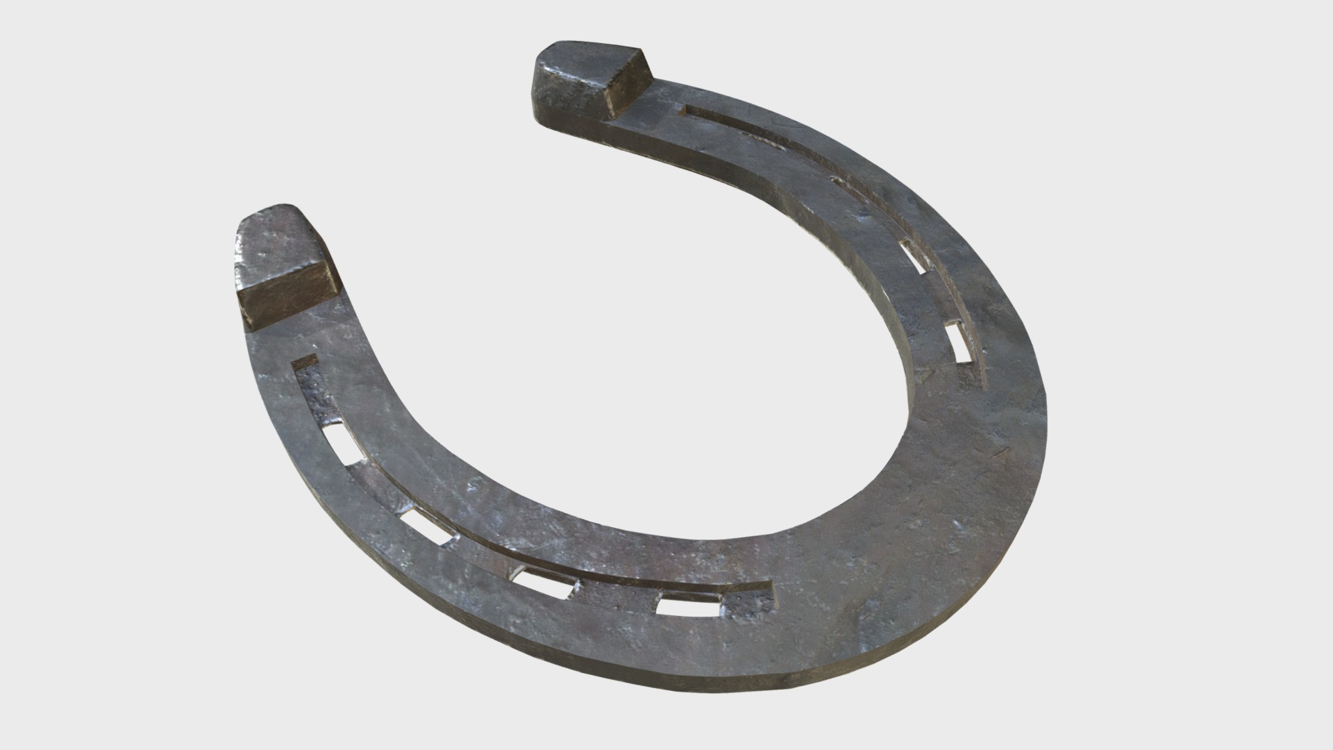 3D model Horseshoe - This is a 3D model of the Horseshoe. The 3D model is about a silver and black metal object.