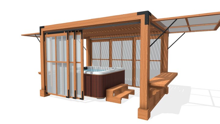 Custom Pergola 14 L ft x 10 W ft 3D Model