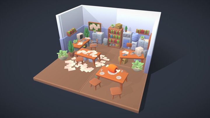 Cartoon Office 3D Model