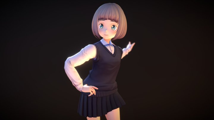 Vivi manga student girl style 3D Model