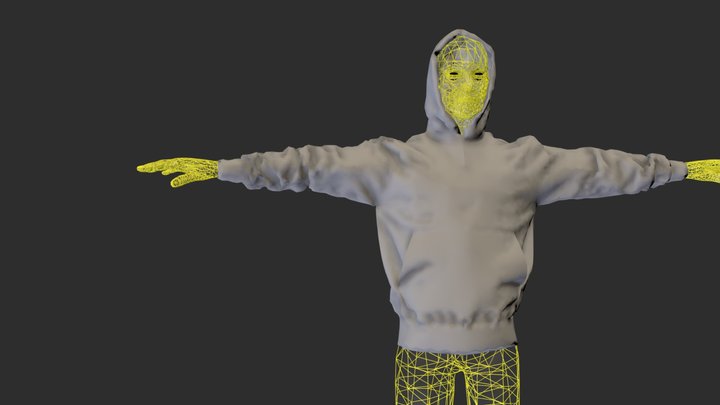 Oversized Hoodie  - Made in Marvelous Designer 3D Model