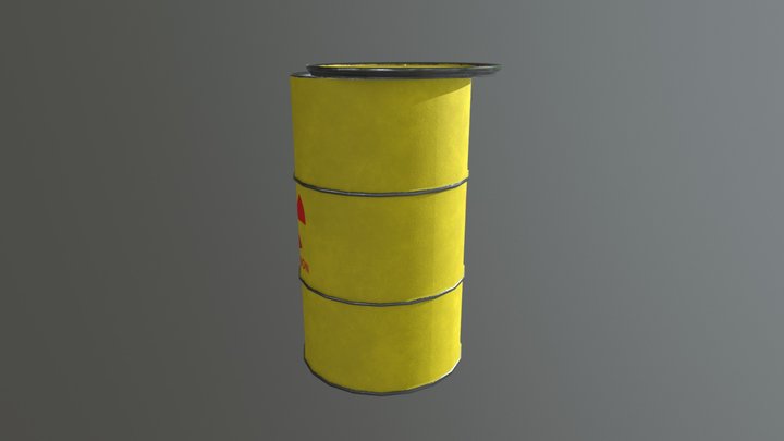Radioactive Waste Drum (Open/ Empty) 3D Model