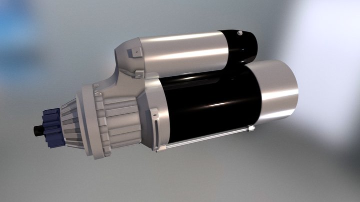 ELECTRIC STARTER MOTOR + ANIMATED 3D Model