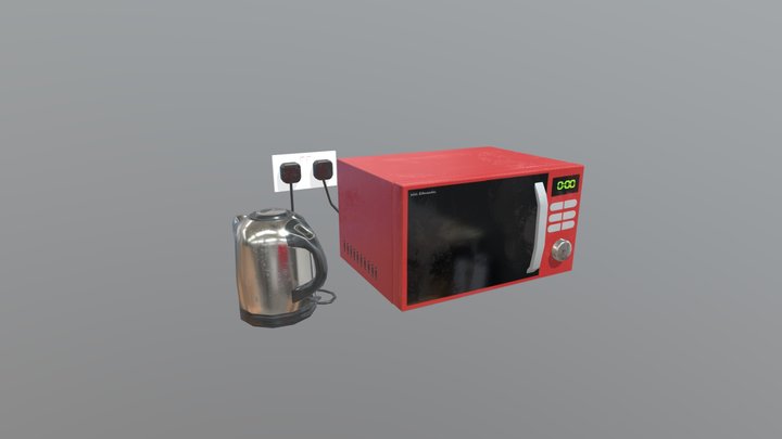 Microwave and Kettle 3D Model