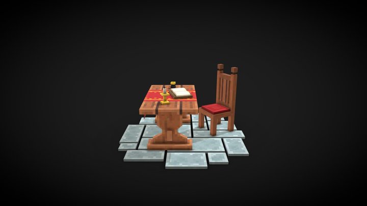 Pixel art table 3D Model