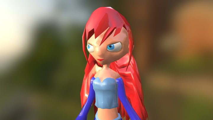 Lowpoly Angry Girl 3D Model