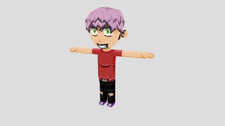 Low Poly Pixel Art Character 3D Model