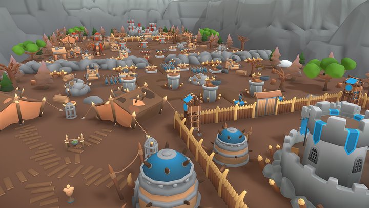 Stone Settlement Defence City 3D Model