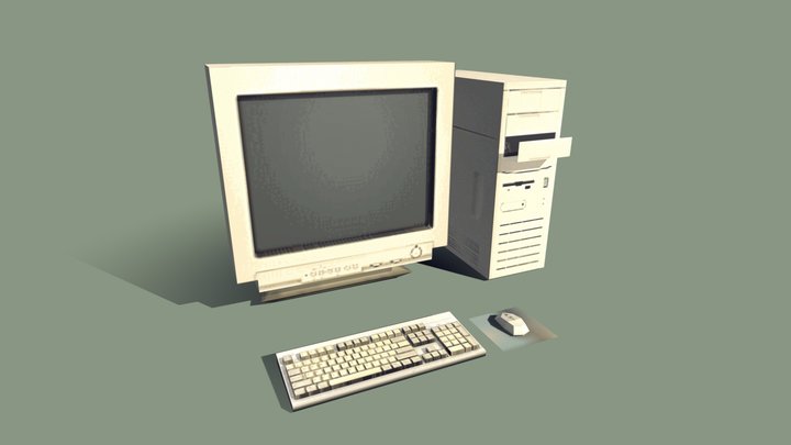 Low Poly Retro PC 3D Model