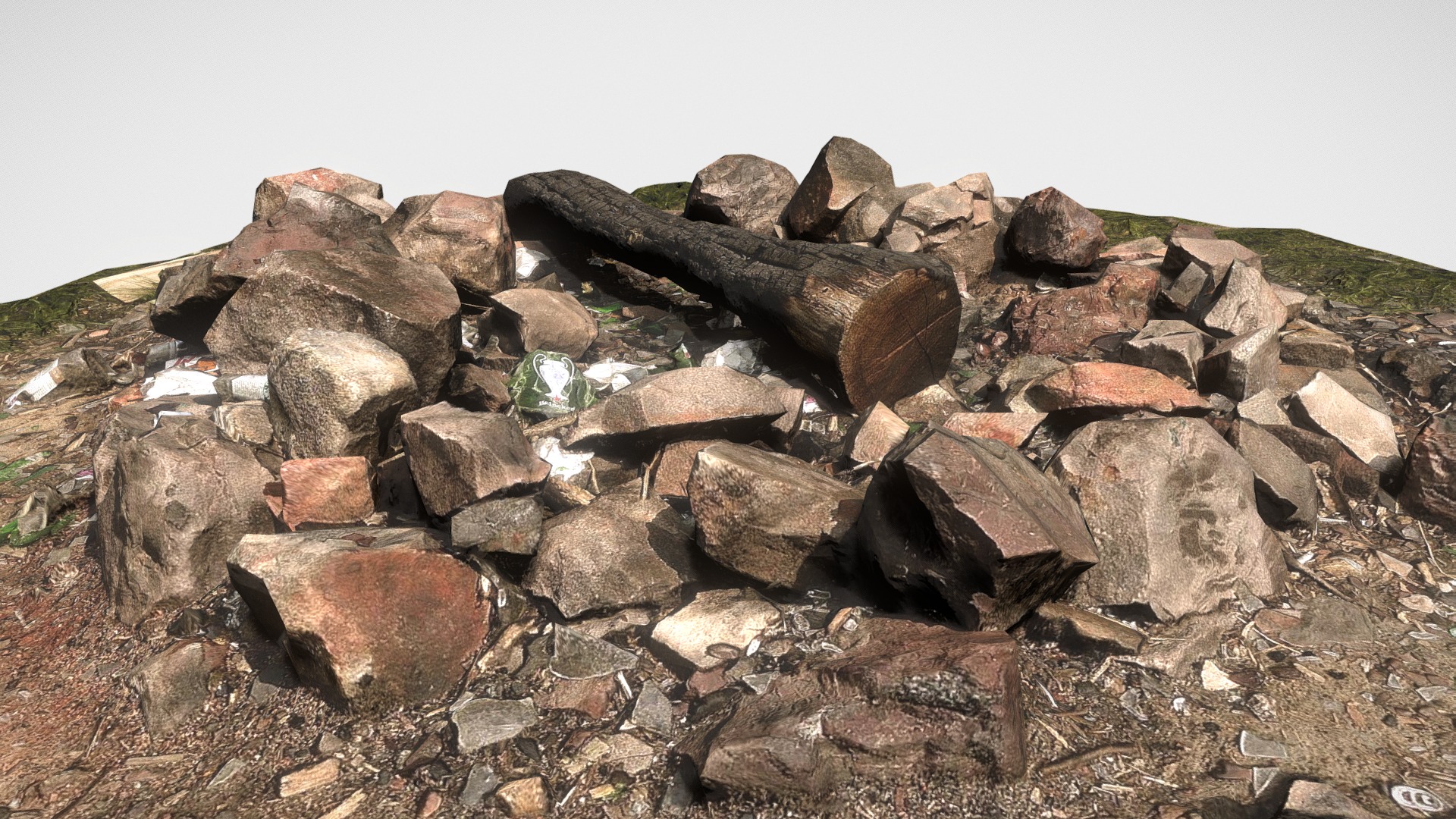 3D model Littered Fire Circle scanned - This is a 3D model of the Littered Fire Circle scanned. The 3D model is about a pile of rocks.