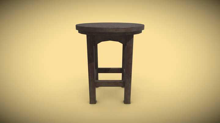 Wood Stool 3D Model