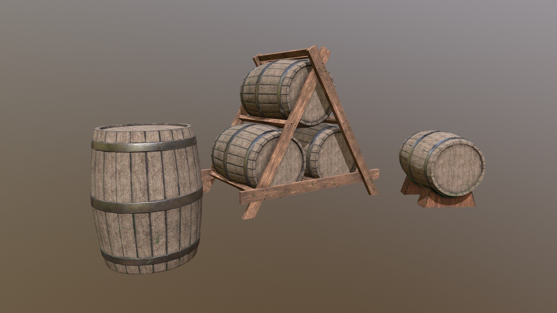 3D Medieval Barrels | Low-Poly Barrels