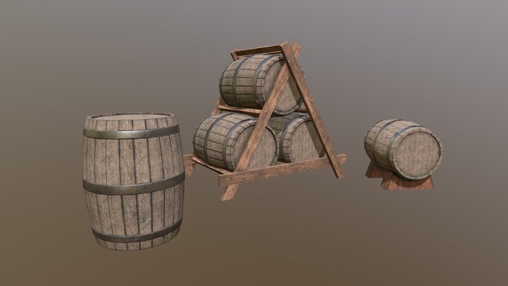 3D Medieval Barrels | Low-Poly Barrels 3D Model