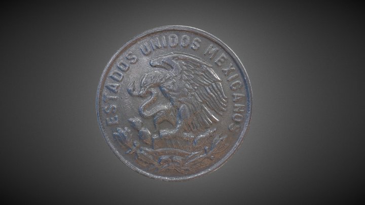 1967 50 Centavos Mexican Coin. 3D Model