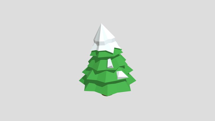 Lowpoly Tree Christmastree with snow 3D Model