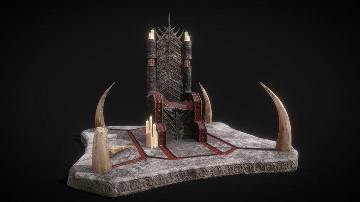 Dark Gothic Medieval Throne 3D Model