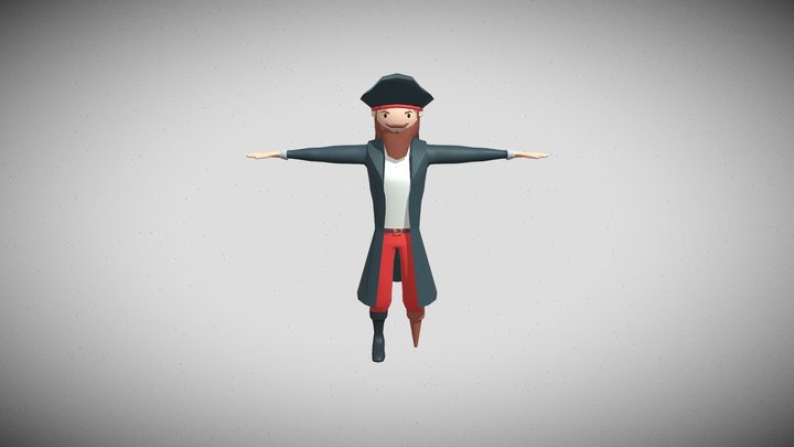 Low Poly Stylized Pirate Character 3D Model