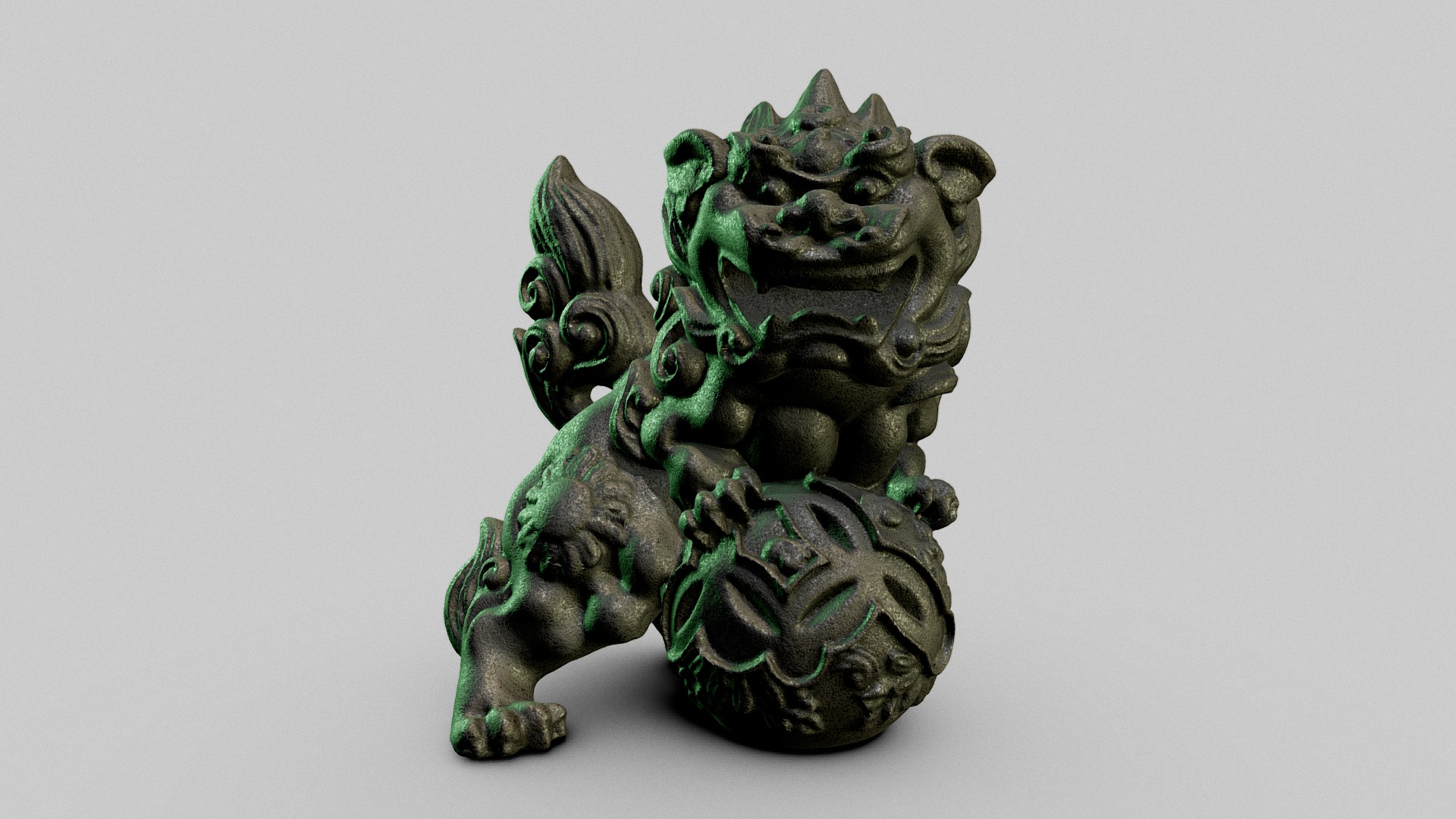 3D model Stone lion in Monkey Temple(photogrammetry） - This is a 3D model of the Stone lion in Monkey Temple(photogrammetry）. The 3D model is about a green statue of a turtle.