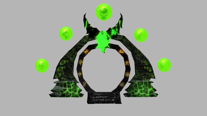 Demonic Gateway with animated orbs 3D Model