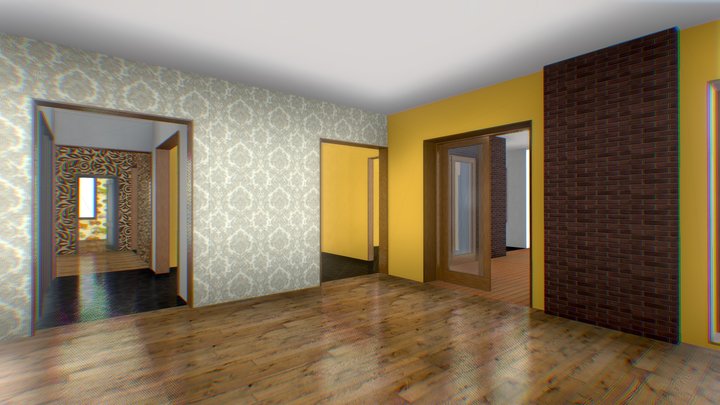 apartment floor plan VR model without furniture 3D Model