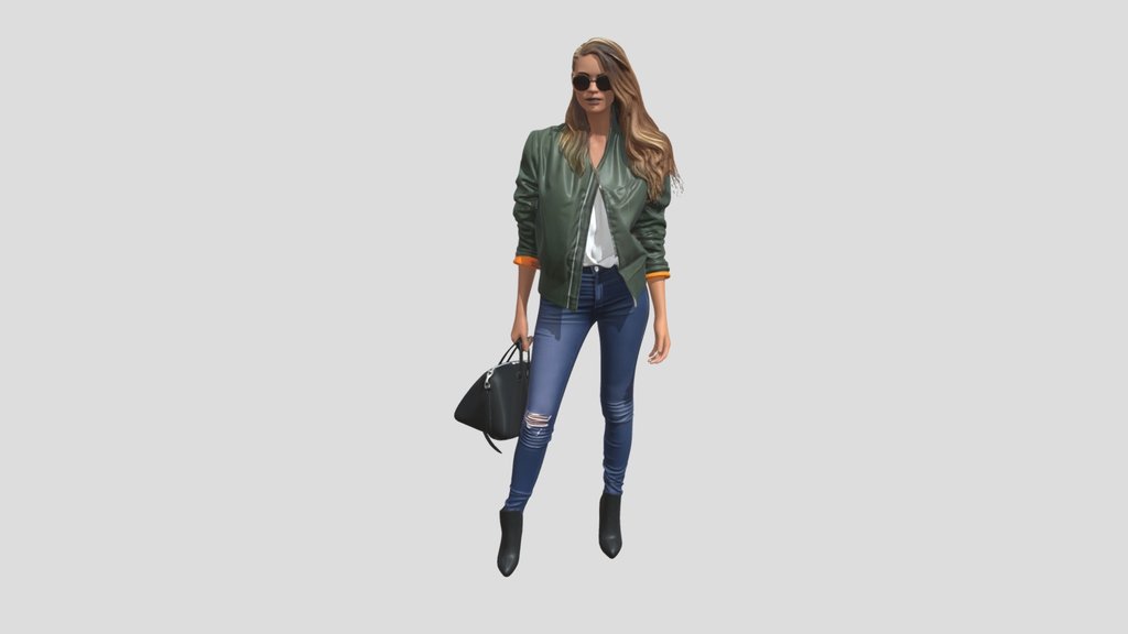 Urban Cool: Woman in an Olive Bomber Jacket