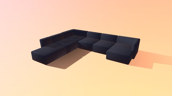 Low Poly Modern Style Couch  #MozHubsProp 3D Model