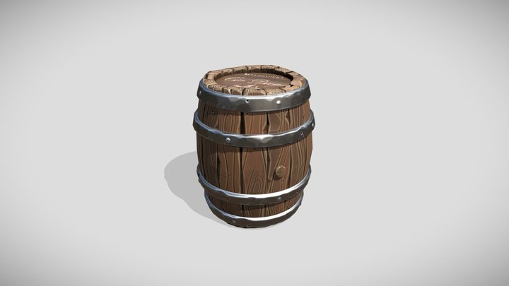 Stylized barrel made of Old Red Oak 3D Model