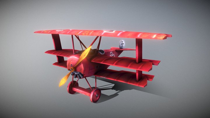 Stylized WW1 Plane - Roter Baron 3D Model