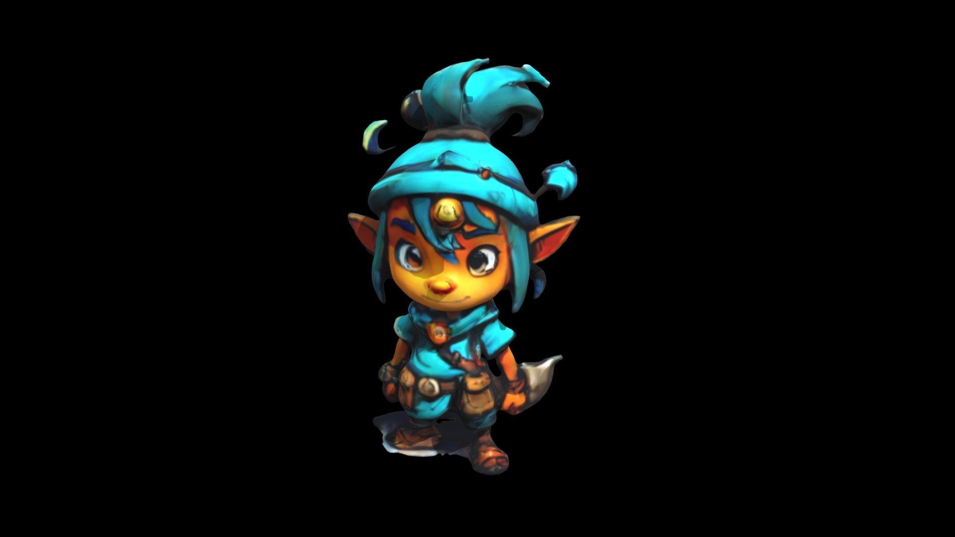 a cartoon character with blue hair and orange - Download Free 3D model ...