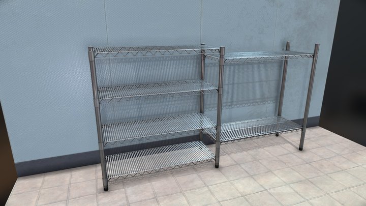 Modular Wire Rack Shelving (game ready) 3D Model