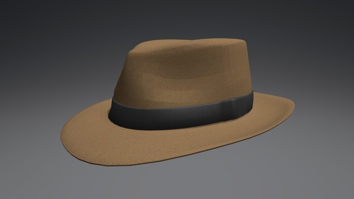 Trilby Hat (Tan) 3D Model
