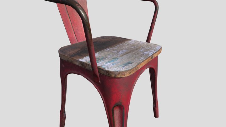 Red Metal Chair. 3D Model