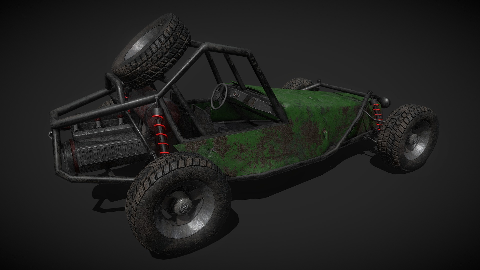 3D model Dirt Buggy - This is a 3D model of the Dirt Buggy. The 3D model is about a green toy car.