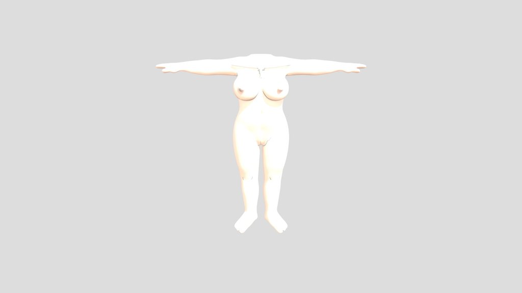 Front-facing nude human female T-pose