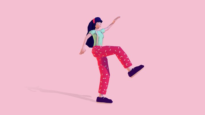Cartoon Woman Hip-Hop Dance 3D Model