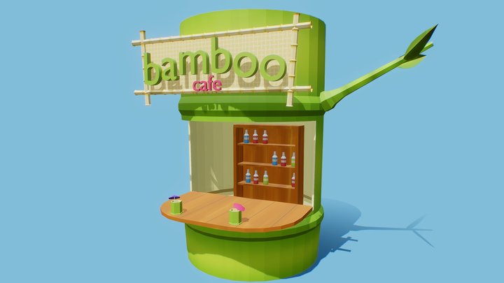 Bamboo Cafe Low Poly Stylized 3D Game Assets 3D Model