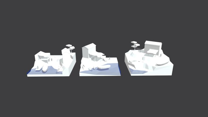 By The Ocean - Diorama and House blockout 3D Model