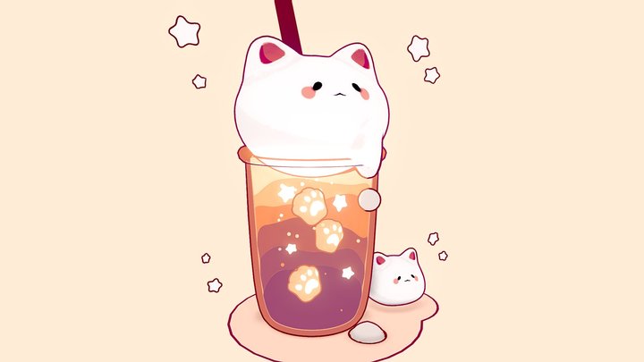 Kitten milk tea 3D Model