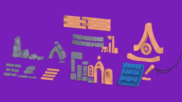 Fantastic Refuge modular assets 3D Model