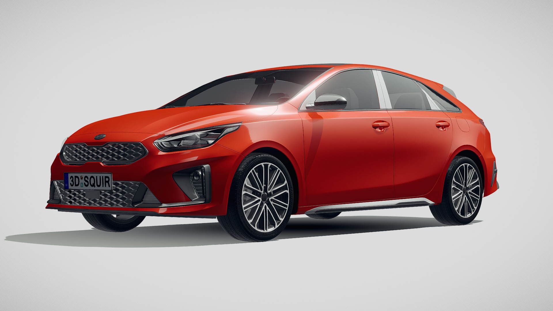 3D model Kia ProCeed 2019 - This is a 3D model of the Kia ProCeed 2019. The 3D model is about a red car with a white background.