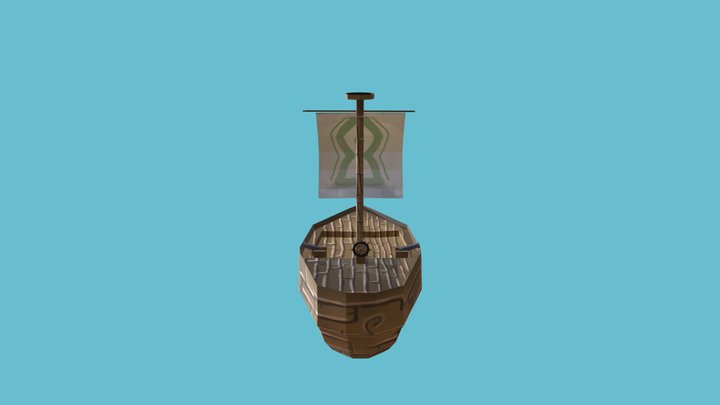 Low poly cartoon boat 3D Model