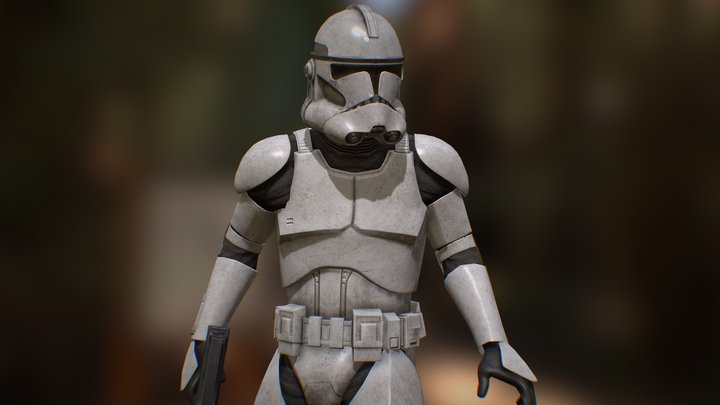 **OLD** Phase II Clone Trooper + DC-15s (Rigged) 3D Model