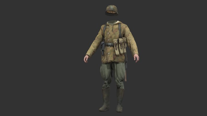 German Uniform Camo - WW2 Scanned Asset Pack 3D Model